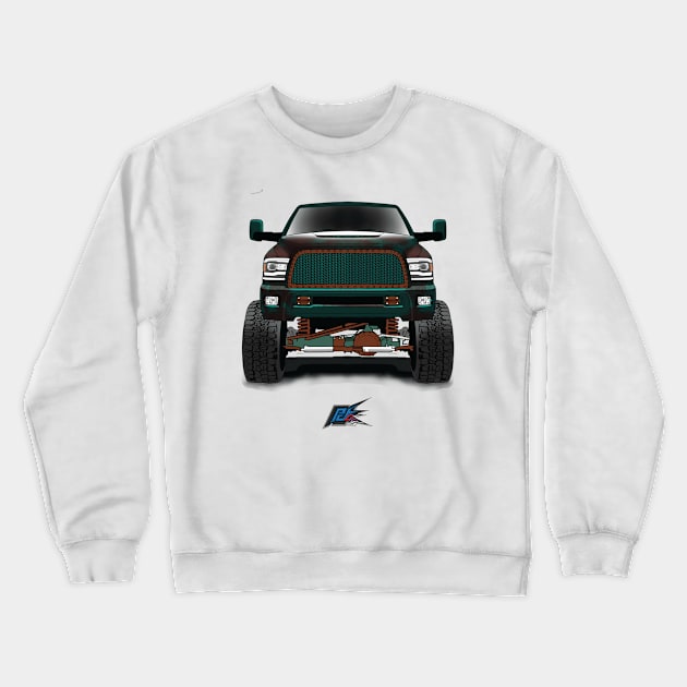 ram 2500 lifted truck green rust Crewneck Sweatshirt by naquash